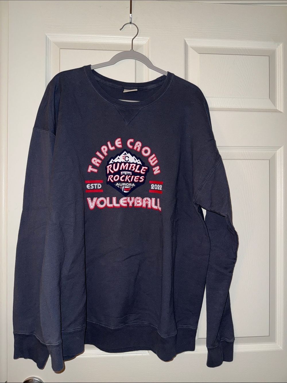 Triple Crown Volleyball Graphic Crewneck Sweatshirt - Navy